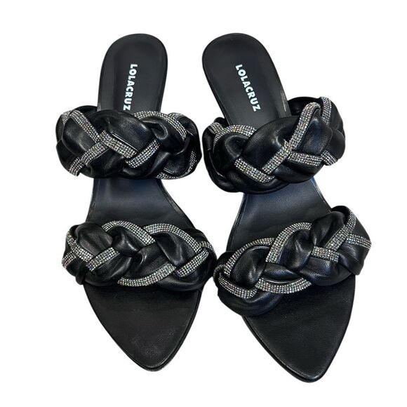 Lola Cruz Anthropologie leather weave strap heels size 38 - Picture 1 of 5